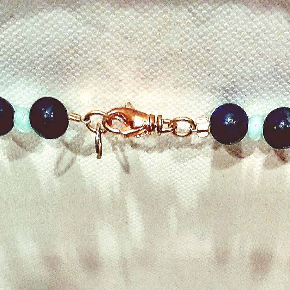 Natural Lapis, Chrysoprase,14KGF Necklace. 19" - Picture 3 of 4